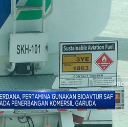 Perdana,Pertamina Uji Coba Bioavtur SAF di Penerbangan Garuda