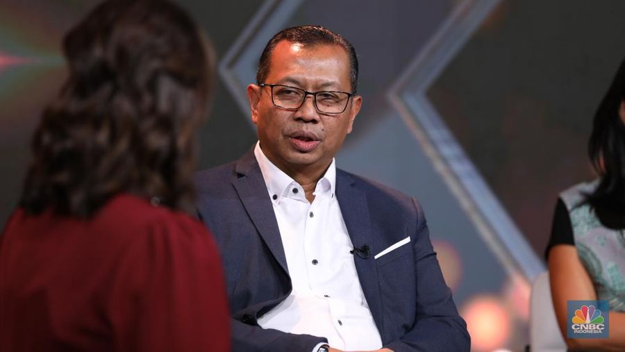Direktur Utama Pertamina Drilling Services Indonesia Rio Dasmanto dalam acara Road To CNBC Indonesia Award 2023, Selasa (31/10/2023). (CNBC Indonesia/Tri Susilo)
