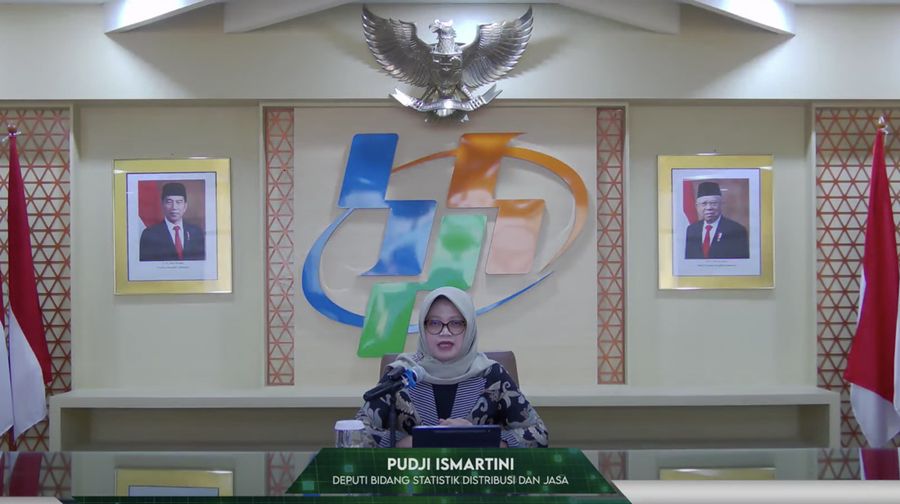 Deputi Bidang Statistik Distribusi dan Jasa BPS, Pudji Ismartini. (Tangkapan Layar Youtube)
