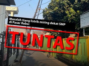 Before-After Penanganan Tiang Listrik Miring Dekat SMP di Pasar Rebo