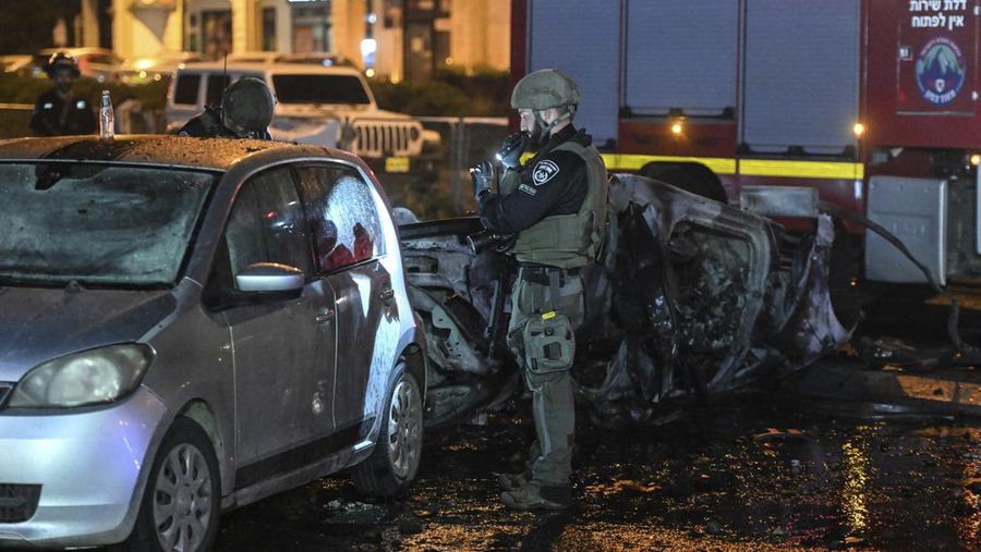 Israeli police investigate the scene of a rocket attack from Lebanon in Kiryat Shmona, northern Israel, Thursday, Nov. 2, 2023. (AP Photo/Rami Shllush)