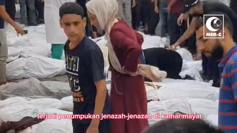 SENSITIVE MATERIAL. THIS IMAGE MAY OFFEND OR DISTURB    A doctor examines a child in a hospital, amid the ongoing conflict between Israel and Palestinian Islamist group Hamas in Beit Lahiya, Gaza in this screengrab obtained from a social media video released on November 1, 2023. Mer-C/via REUTERS  THIS IMAGE HAS BEEN SUPPLIED BY A THIRD PARTY. MANDATORY CREDIT.