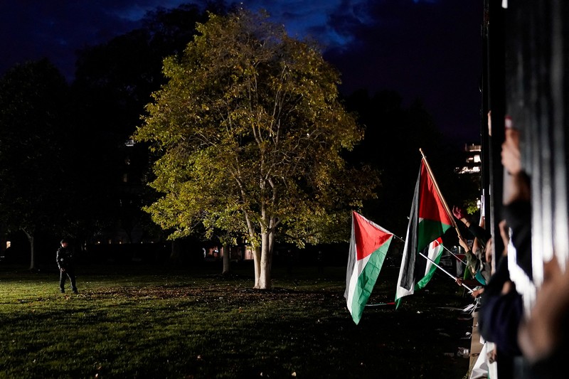Demonstrators hold up props representing dead children, near the White House, in support of Palestinians in Gaza, amid the ongoing conflict between Israel and Hamas, in Washington, U.S., November 4, 2023. REUTERS/Elizabeth Frantz