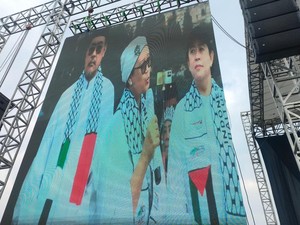Di Monas, Menlu Bicara Bantuan RI untuk Palestina Sudah Diberangkatkan