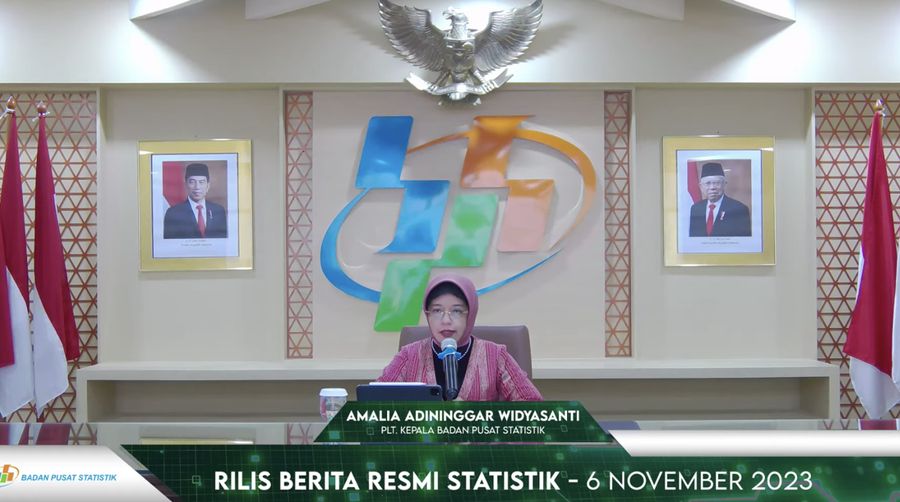 Amalia Adininggar Widyasanti dalam rilis BPS, Senin (6/11/2023). (Tangkapan layar BPS Statsik)