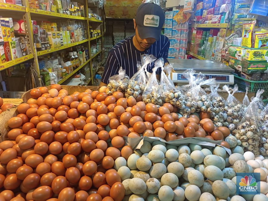 Harga telur ayam di Pasar Anyar Bogor, Jawa Barat hari ini, Senin (6/11/2023) terpantau mengalami kenaikan.