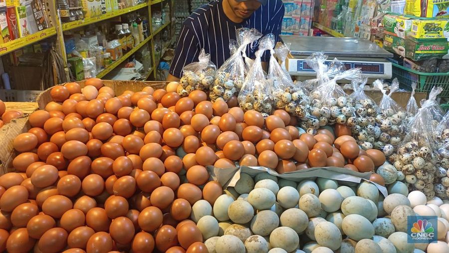 Harga telur ayam di Pasar Anyar Bogor, Jawa Barat hari ini, Senin (6/11/2023) terpantau mengalami kenaikan. (²©²ÊÍøÕ¾/Martyasari Rizky)