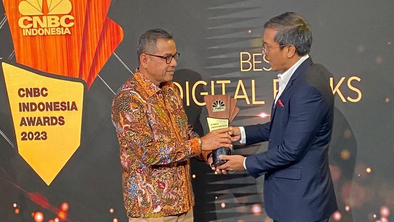 Director Of Wholesale And Institution Business BRI, Agus Noorsanto dalam acara Road To CNBC  Indonesia Award 2023. (CNBC IndonesiaTV)