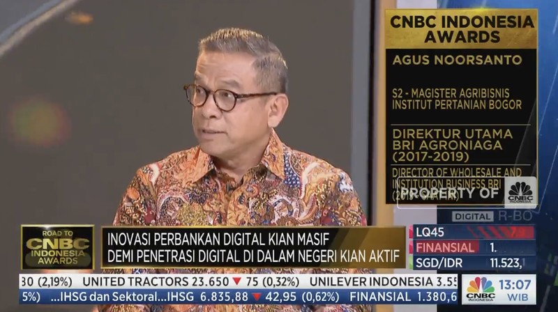 Director Of Wholesale And Institution Business BRI, Agus Noorsanto dalam acara Road To CNBC  Indonesia Award 2023. (CNBC IndonesiaTV)