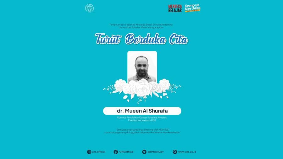 Dr. Mueen Al Shurafa Dokter Spesialis Anestesi di Palestina Alumnus Pendidikan Dokter Spesialis Meninggal Dunia. (Media X @11MaretUniv)
