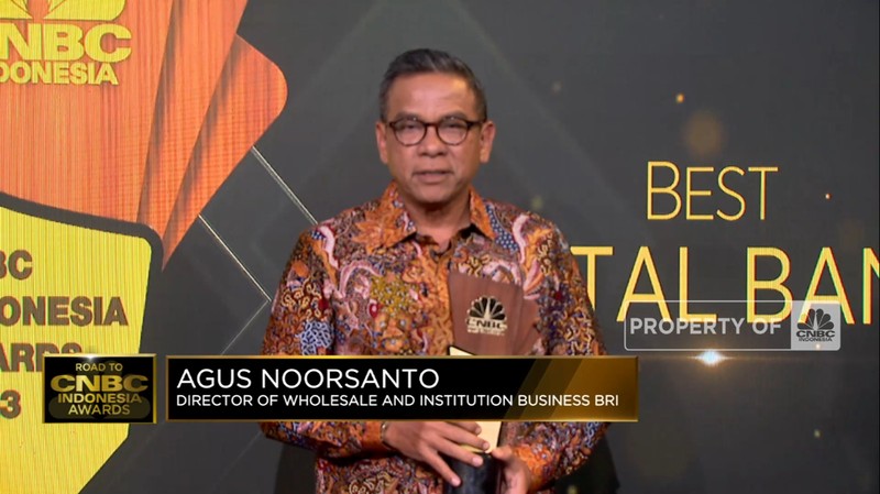 Director Of Wholesale And Institution Business BRI, Agus Noorsanto dalam acara Road To CNBC  Indonesia Award 2023. (CNBC IndonesiaTV)