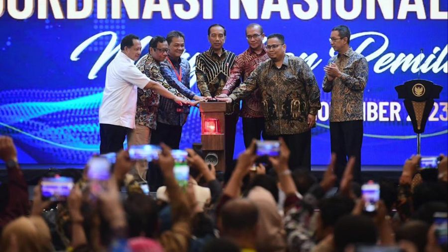 Jokowi saat pembukaan Rakornas penyelenggara pemilu di Jakarta. (Dok: X @jokowi)