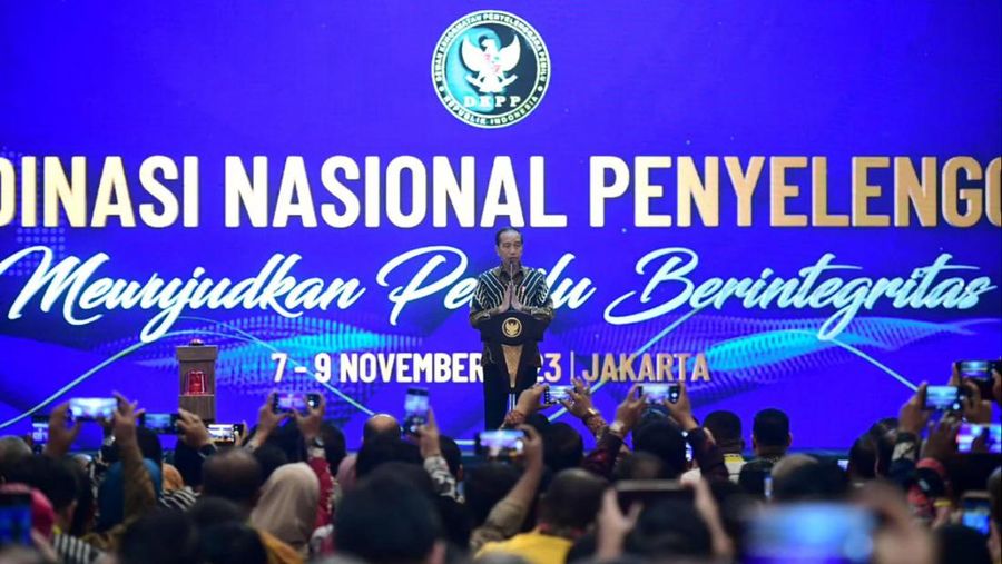 Jokowi saat pembukaan Rakornas penyelenggara pemilu di Jakarta. (Dok: X @jokowi)