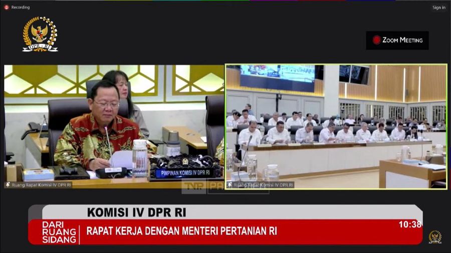 KOMISI IV DPR RI RAKER DENGAN MENTERI PERTANIAN RI, Rabu (8/11/2023). (Tangkapan Layar Youtube KOMISI IV DPR RI )