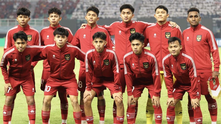 Pemain Timnas Indonesia dalam laga melawan Ekuador di Piala Dunia U-17 di Gelora Bung Tomo, Surabaya, Jumat (10/11/2023) malam. (X/TimnasIndonesia)