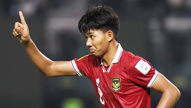Pertandingan Timnas Indonesia dalam laga melawan Ekuador di Piala Dunia U-17 di Gelora Bung Tomo, Surabaya, Jumat (10/11/2023) malam. (Robertus Pudyanto - FIFA/FIFA via Getty Images)