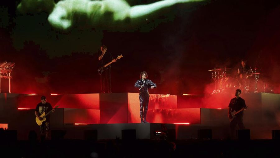 Bring Me The Horizon performs. (Scott Garfitt/Invision/AP/Scott Garfitt)