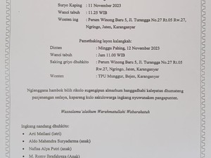 Kecelakaan di Tol Cipali, Jenazah Ketua PPP Karanganyar Dimakamkan Besok