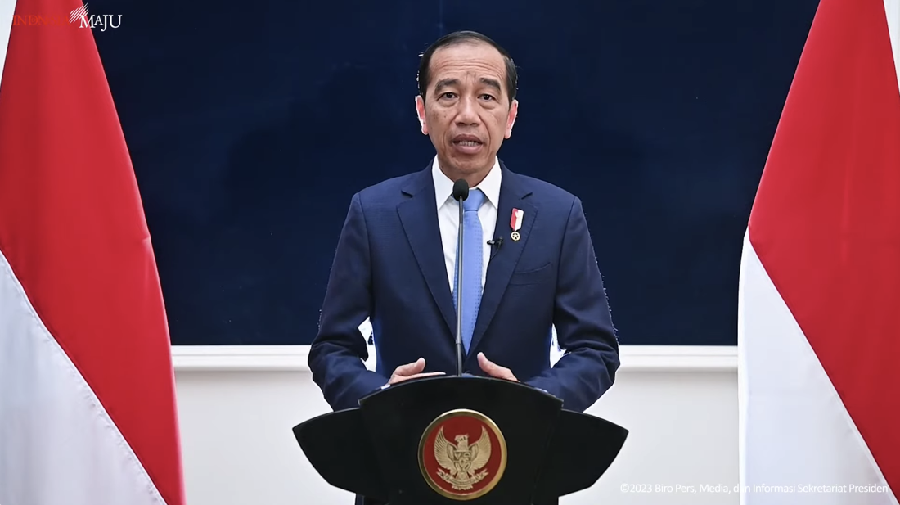 Keterangan Pers Presiden Joko Widodo, Washington, D.C., Minggu, (12/11/2023). (Tangkapan Layar Youtube Sekretariat Presiden)