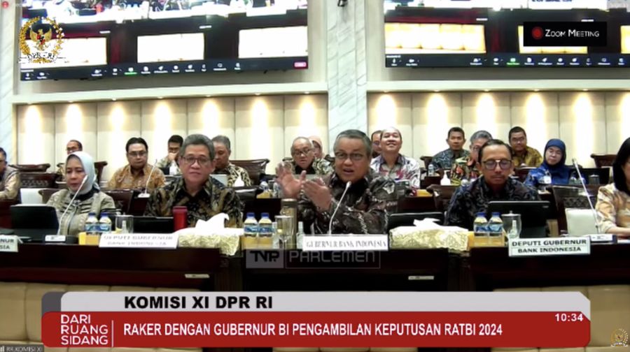 Gubernur Bank Indonesia (BI) Perry Warjiyo dalam Rapat Kerja dengan Komisi XI DPR RI. (Tangkapan Layar Youtube Komisi XI DPR RI Channel)