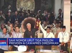 KPU Resmi Umumkan Nomor Urut Paslon Presiden & Cawapres