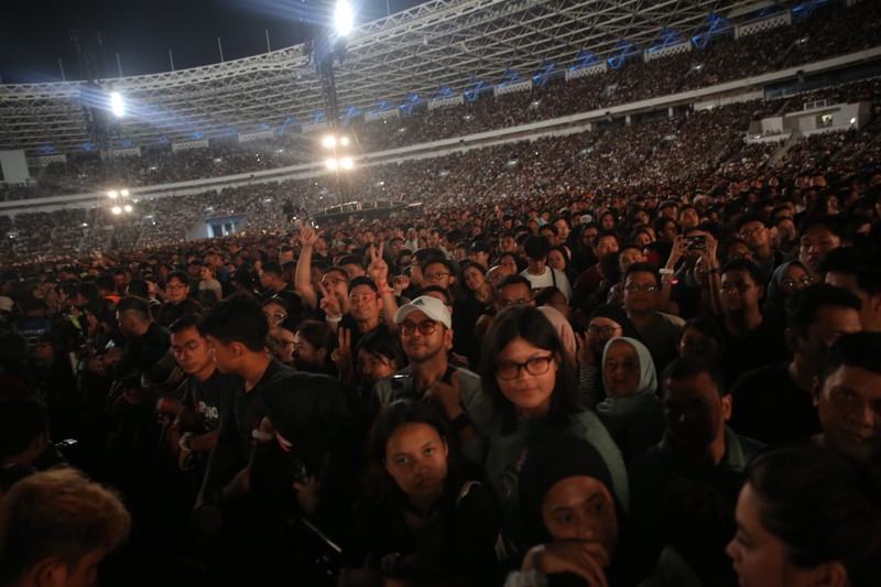 Konser Coldplay di SUGBK, Senayan, Jakarta, Rabu (15/11/2023) malam. (Tripa Ramadhan/detikcom)