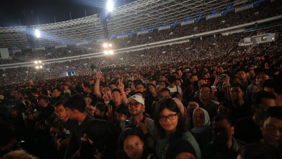 Konser Coldplay di SUGBK, Senayan, Jakarta, Rabu (15/11/2023) malam. (Tripa Ramadhan/detikcom)