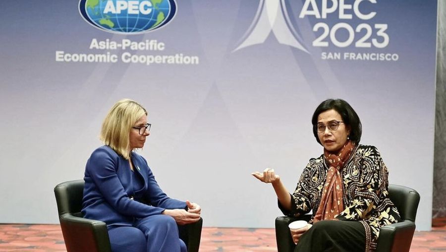 Menteri Keuangan Sri Mulyani bertemu dengan Anna Bjerde, World Bank’s Managing Director for Operations/ (Instagram/smindrawati)