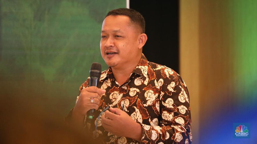 Petani Sawit Milenial, Ahmad Indradi memberikan pemeparan dalam Special Dialogue 'Menata Masa Depan Sawit Indonesia, di Jakarta, Kamis (16/11/2023). (²©²ÊÍøÕ¾/Tri Susilo)