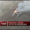 Tabrak Tebing, Pesawat TNI Jatuh di Pasuruan Jawa Timur