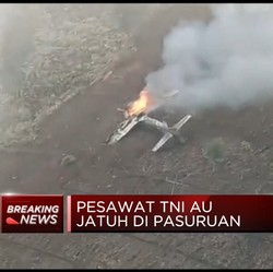 Tabrak Tebing, Pesawat TNI Jatuh di Pasuruan Jawa Timur