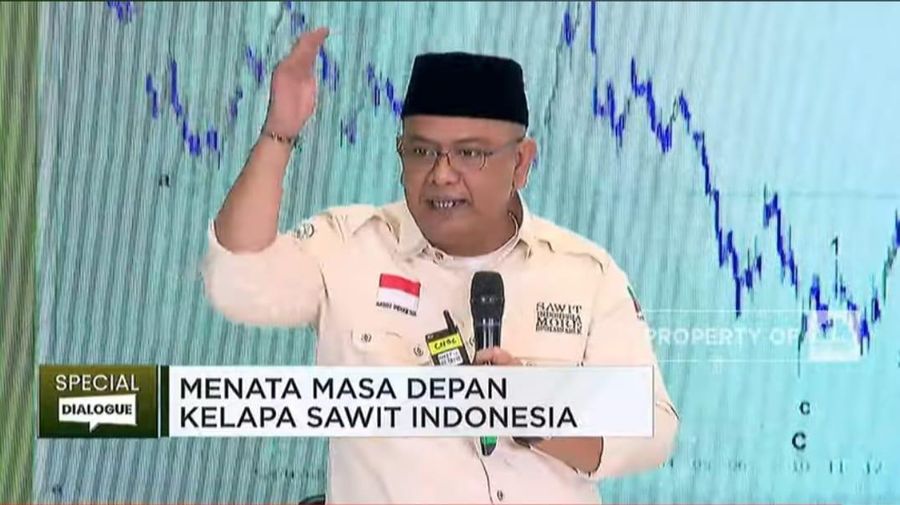 Ketua Umum Dewan Pimpinan Pusat (DPP) Asosiasi Petani Kelapa Sawit Indonesia (APKASINDO) Gulat ME Manurung dalam Special Dialogue CNBC Indonesia, 'Menata Masa Depan Kelapa Sawit Indonesia' di Jakarta, Kamis (16/11/2023). (CNBC Indonesia TV)