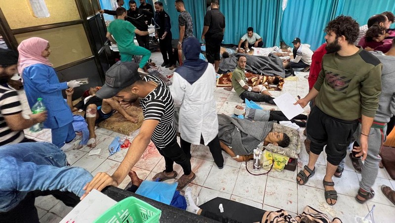Suasana Rumah Sakit (RS) Indonesia di Jalur Gaza, Kamis (16/11/2023). (REUTERS/Fadi Alwhidi)