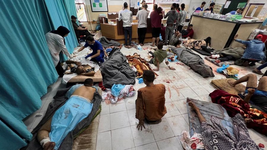 Suasana Rumah Sakit (RS) Indonesia di Jalur Gaza, Kamis (16/11/2023). (REUTERS/Fadi Alwhidi)