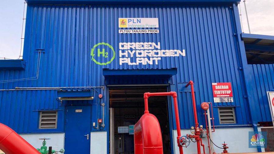 Acara Peresmian Green Hydrogen Plant oleh PT PLN (Persero) di PLTGU Tanjung Priok, Jakarta, Senin (20/11/2023). (CNBC Indonesia/Verda Nano Setiawan)