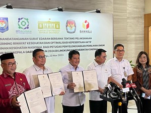 KPU-BPJS Kesehatan Teken SEB untuk Skrining Kesehatan Petugas Pemilu