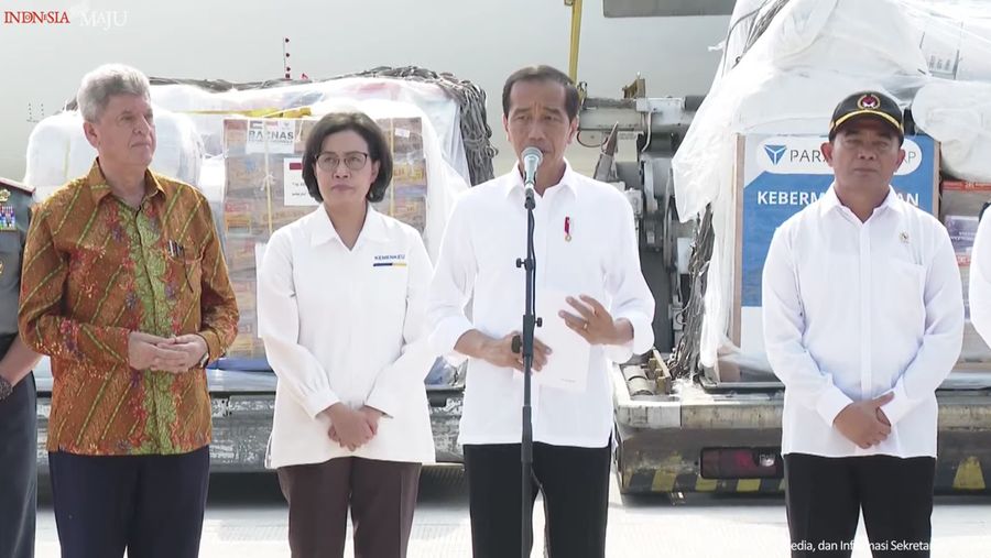 Pernyataan Presiden Jokowi saat lepas bantuan kemanusiaan untuk Palestina Tahap 2, Senin (20/11/2023) . (Tangkapan Layar youtube)