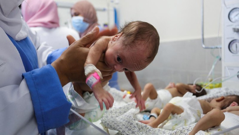 Sejumlah bayi di RS Al-Shifa di Gaza dikeluarkan dari inkubator akibat tidak ada pasokan listrik di rumah sakit tersebut. Direktur RS Al-Shifa pun mengabarkan bahwa staf rumah sakit berjuang menyelamatkan bayi-bayi tersebut. (REUTERS/Hatem Khaled)
