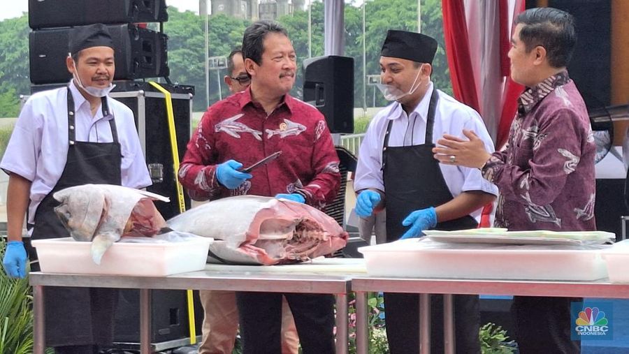 Hari Ikan Nasional (Harkannas) 2023 di Lapangan Banteng, Jakarta, Selasa (21/11/2023). (CNBC Indonesia/Khoirul Anam)