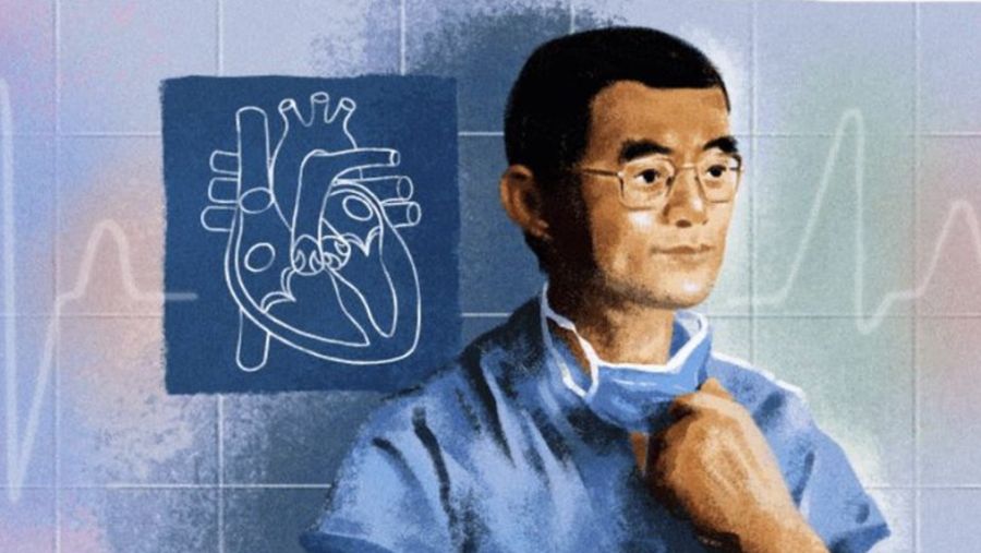Sosok dr Victor Chang yang muncul sebagai sketsa di Google Doodle. (Foto: Tangkapan layar Google Doodle)