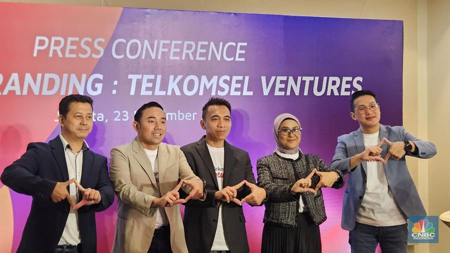 Telkomsel melakukan rebranding Telkomsel Mitra Inovasi (TMI) menjadi Telkomsel Ventures, anak usaha perusahaan yang bergerak di bidang investasi startup. (CNBC Indonesia/Intan Rakhmayanti Dewi)