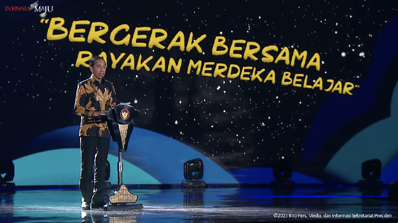 Sambutan Presiden Jokowi pada Puncak Peringatan Hari Guru Nasional, Jakarta, 25 November 2023. Sambutan Presiden Jokowi pada Puncak Peringatan Hari Guru Nasional, Jakarta, 25 November 2023. (Tangkapan Layar Youtube Sekretariat Presiden)
