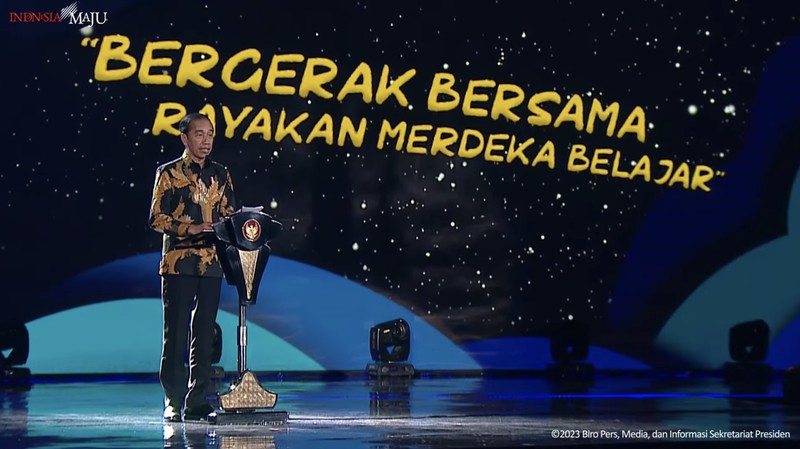 Sambutan Presiden Jokowi pada Puncak Peringatan Hari Guru Nasional, Jakarta, 25 November 2023. (Tangkapan Layar Youtube Sekretariat Presiden)