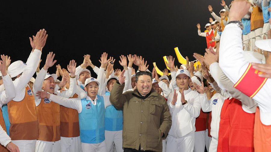 North Korean leader Kim Jong Un reacts as a rocket carrying a spy satellite Malligyong-1 is launched, as North Korean government claims, in a location given as North Gyeongsang Province, North Korea in this handout picture obtained by Reuters on November 21, 2023.  KCNA via REUTERS    ATTENTION EDITORS - THIS IMAGE WAS PROVIDED BY A THIRD PARTY. REUTERS IS UNABLE TO INDEPENDENTLY VERIFY THIS IMAGE. NO THIRD PARTY SALES. SOUTH KOREA OUT. NO COMMERCIAL OR EDITORIAL SALES IN SOUTH KOREA.