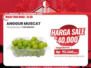 Jangan Lupa ke Transmart Full Sale: Anggur Muscat Rp 40 Ribu/Pack!