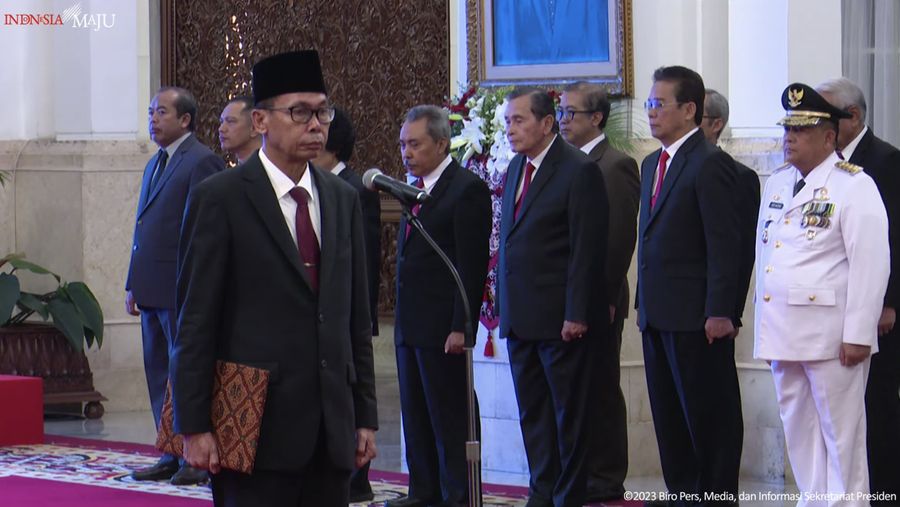 Pengucapan sumpah ketua sementara Komisi Pemberantasan Korupsi masa jabatan 2019-2024. (Tangkapan layar Youtube)