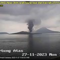Terjadi erupsi G. Anak Krakatau pada hari Senin, 27 November 2023, pukul 11:43 WIB dengan tinggi kolom abu teramati  2000 m di atas puncak ( 2157 m di atas permukaan laut). (Dok: PVMBG Kementerian ESDM)