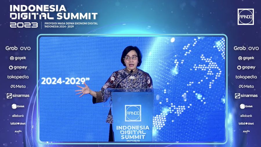 Menteri Keuangan, Sri Mulyani dalam acara Indonesia Digital Summit. (Tangkapan layar)