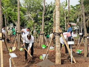 Didampingi Heru Budi, Jokowi Tanam Pohon di Pulogadung Jaktim