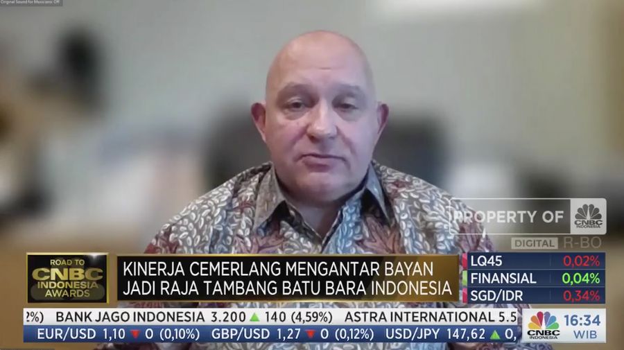 Director & Chief Financial Officer of Bayan Resource, Alastair Mcleod dalam Road To CNBC Indonesia Awards 2023. (Tangkapan Layar CNBC Indonesia TV)
